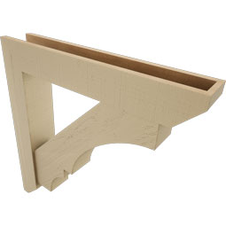 Ekena Millwork - BKTUR0554X32X32BOA06RCPR - Timberthane Faux Wood Balboa Style Bracket w/ Offset Brace, Slat Ends, 5 1/2"W x 32"D x 32"H, Primed Tan