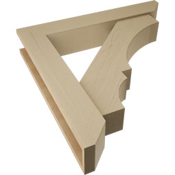 Ekena Millwork - BKTUR0554X32X32BOA06RCPR - Timberthane Faux Wood Balboa Style Bracket w/ Offset Brace, Slat Ends, 5 1/2"W x 32"D x 32"H, Primed Tan