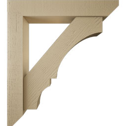 Ekena Millwork - BKTUR0554X32X36BOA06RCPR - Timberthane Faux Wood Balboa Style Bracket w/ Offset Brace, Slat Ends, 5 1/2"W x 32"D x 36"H, Primed Tan