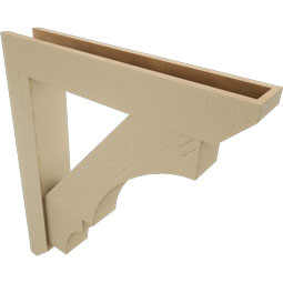 Ekena Millwork - BKTUR0554X32X36BOA06RCPR - Timberthane Faux Wood Balboa Style Bracket w/ Offset Brace, Slat Ends, 5 1/2"W x 32"D x 36"H, Primed Tan