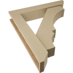 Ekena Millwork - BKTUR0554X32X36BOA06RCPR - Timberthane Faux Wood Balboa Style Bracket w/ Offset Brace, Slat Ends, 5 1/2"W x 32"D x 36"H, Primed Tan