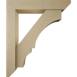 Ekena Millwork - BKTUR0554X32X38BOA06RCPR - Timberthane Faux Wood Balboa Style Bracket w/ Offset Brace, Slat Ends, 5 1/2"W x 32"D x 38"H, Primed Tan