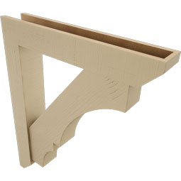 Ekena Millwork - BKTUR0554X32X38BOA06RCPR - Timberthane Faux Wood Balboa Style Bracket w/ Offset Brace, Slat Ends, 5 1/2"W x 32"D x 38"H, Primed Tan