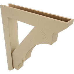 Ekena Millwork - BKTUR0554X32X40BOA06RCPR - Timberthane Faux Wood Balboa Style Bracket w/ Offset Brace, Slat Ends, 5 1/2"W x 32"D x 40"H, Primed Tan
