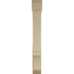 Ekena Millwork - BKTUR0554X32X44BOA06RCPR - Timberthane Faux Wood Balboa Style Bracket w/ Offset Brace, Slat Ends, 5 1/2"W x 32"D x 44"H, Primed Tan