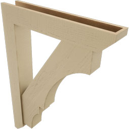 Ekena Millwork - BKTUR0554X32X44BOA06RCPR - Timberthane Faux Wood Balboa Style Bracket w/ Offset Brace, Slat Ends, 5 1/2"W x 32"D x 44"H, Primed Tan