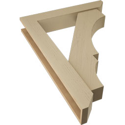 Ekena Millwork - BKTUR0554X32X44BOA06RCPR - Timberthane Faux Wood Balboa Style Bracket w/ Offset Brace, Slat Ends, 5 1/2"W x 32"D x 44"H, Primed Tan