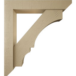 Ekena Millwork - BKTUR0554X34X38BOA06RCPR - Timberthane Faux Wood Balboa Style Bracket w/ Offset Brace, Slat Ends, 5 1/2"W x 34"D x 38"H, Primed Tan