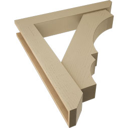 Ekena Millwork - BKTUR0554X34X38BOA06RCPR - Timberthane Faux Wood Balboa Style Bracket w/ Offset Brace, Slat Ends, 5 1/2"W x 34"D x 38"H, Primed Tan