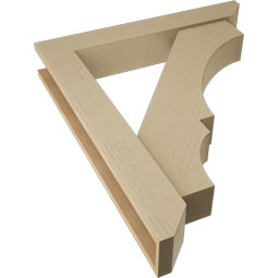 Ekena Millwork - BKTUR0554X34X40BOA06RCPR - Timberthane Faux Wood Balboa Style Bracket w/ Offset Brace, Slat Ends, 5 1/2"W x 34"D x 40"H, Primed Tan