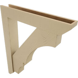 Ekena Millwork - BKTUR0554X34X42BOA06RCPR - Timberthane Faux Wood Balboa Style Bracket w/ Offset Brace, Slat Ends, 5 1/2"W x 34"D x 42"H, Primed Tan