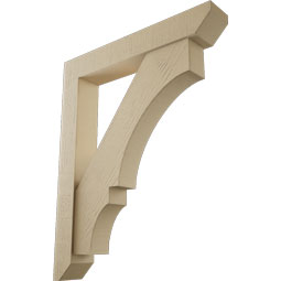 Ekena Millwork - BKTUR0554X34X42BOA06RCPR - Timberthane Faux Wood Balboa Style Bracket w/ Offset Brace, Slat Ends, 5 1/2"W x 34"D x 42"H, Primed Tan