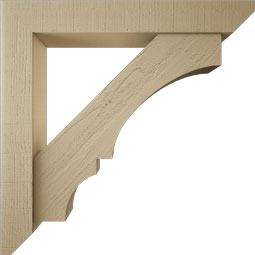 Ekena Millwork - BKTUR0554X36X36BOA06RCPR - Timberthane Faux Wood Balboa Style Bracket w/ Offset Brace, Slat Ends, 5 1/2"W x 36"D x 36"H, Primed Tan