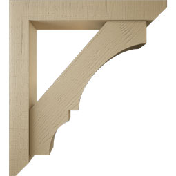 Ekena Millwork - BKTUR0554X36X40BOA06RCPR - Timberthane Faux Wood Balboa Style Bracket w/ Offset Brace, Slat Ends, 5 1/2"W x 36"D x 40"H, Primed Tan