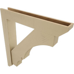 Ekena Millwork - BKTUR0554X36X40BOA06RCPR - Timberthane Faux Wood Balboa Style Bracket w/ Offset Brace, Slat Ends, 5 1/2"W x 36"D x 40"H, Primed Tan