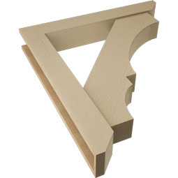 Ekena Millwork - BKTUR0554X36X40BOA06RCPR - Timberthane Faux Wood Balboa Style Bracket w/ Offset Brace, Slat Ends, 5 1/2"W x 36"D x 40"H, Primed Tan