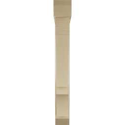 Ekena Millwork - BKTUR0554X36X44BOA06RCPR - Timberthane Faux Wood Balboa Style Bracket w/ Offset Brace, Slat Ends, 5 1/2"W x 36"D x 44"H, Primed Tan