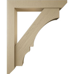 Ekena Millwork - BKTUR0554X36X44BOA06RCPR - Timberthane Faux Wood Balboa Style Bracket w/ Offset Brace, Slat Ends, 5 1/2"W x 36"D x 44"H, Primed Tan