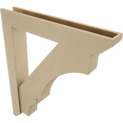 Ekena Millwork - BKTUR0554X36X44BOA06RCPR - Timberthane Faux Wood Balboa Style Bracket w/ Offset Brace, Slat Ends, 5 1/2"W x 36"D x 44"H, Primed Tan