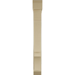 Ekena Millwork - BKTUR0554X36X48BOA06RCPR - Timberthane Faux Wood Balboa Style Bracket w/ Offset Brace, Slat Ends, 5 1/2"W x 36"D x 48"H, Primed Tan