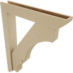 Ekena Millwork - BKTUR0554X36X48BOA06RCPR - Timberthane Faux Wood Balboa Style Bracket w/ Offset Brace, Slat Ends, 5 1/2"W x 36"D x 48"H, Primed Tan