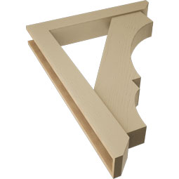 Ekena Millwork - BKTUR0554X36X48BOA06RCPR - Timberthane Faux Wood Balboa Style Bracket w/ Offset Brace, Slat Ends, 5 1/2"W x 36"D x 48"H, Primed Tan