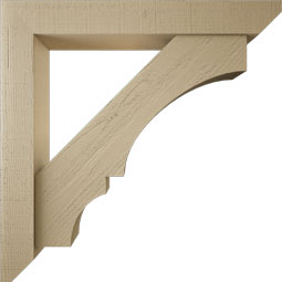 Ekena Millwork - BKTUR0554X38X38BOA06RCPR - Timberthane Faux Wood Balboa Style Bracket w/ Offset Brace, Slat Ends, 5 1/2"W x 38"D x 38"H, Primed Tan