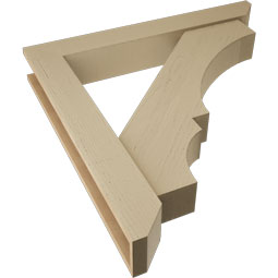 Ekena Millwork - BKTUR0554X38X38BOA06RCPR - Timberthane Faux Wood Balboa Style Bracket w/ Offset Brace, Slat Ends, 5 1/2"W x 38"D x 38"H, Primed Tan