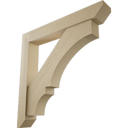 Ekena Millwork - BKTUR0554X38X38BOA06RCPR - Timberthane Faux Wood Balboa Style Bracket w/ Offset Brace, Slat Ends, 5 1/2"W x 38"D x 38"H, Primed Tan
