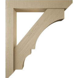 Ekena Millwork - BKTUR0554X38X44BOA06RCPR - Timberthane Faux Wood Balboa Style Bracket w/ Offset Brace, Slat Ends, 5 1/2"W x 38"D x 44"H, Primed Tan