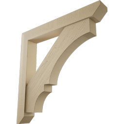 Ekena Millwork - BKTUR0554X40X40BOA06RCPR - Timberthane Faux Wood Balboa Style Bracket w/ Offset Brace, Slat Ends, 5 1/2"W x 40"D x 40"H, Primed Tan