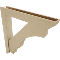 Ekena Millwork - BKTUR0554X40X44BOA06RCPR - Timberthane Faux Wood Balboa Style Bracket w/ Offset Brace, Slat Ends, 5 1/2"W x 40"D x 44"H, Primed Tan