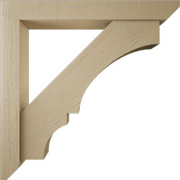 Ekena Millwork - BKTUR0554X42X42BOA06RCPR - Timberthane Faux Wood Balboa Style Bracket w/ Offset Brace, Slat Ends, 5 1/2"W x 42"D x 42"H, Primed Tan