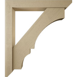 Ekena Millwork - BKTUR0554X42X48BOA06RCPR - Timberthane Faux Wood Balboa Style Bracket w/ Offset Brace, Slat Ends, 5 1/2"W x 42"D x 48"H, Primed Tan