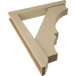 Ekena Millwork - BKTUR0554X42X48BOA06RCPR - Timberthane Faux Wood Balboa Style Bracket w/ Offset Brace, Slat Ends, 5 1/2"W x 42"D x 48"H, Primed Tan