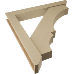 Ekena Millwork - BKTUR0554X44X44BOA06RCPR - Timberthane Faux Wood Balboa Style Bracket w/ Offset Brace, Slat Ends, 5 1/2"W x 44"D x 44"H, Primed Tan