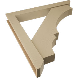 Ekena Millwork - BKTUR0554X46X46BOA06RCPR - Timberthane Faux Wood Balboa Style Bracket w/ Offset Brace, Slat Ends, 5 1/2"W x 46"D x 46"H, Primed Tan