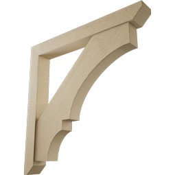 Ekena Millwork - BKTUR0554X46X46BOA06RCPR - Timberthane Faux Wood Balboa Style Bracket w/ Offset Brace, Slat Ends, 5 1/2"W x 46"D x 46"H, Primed Tan