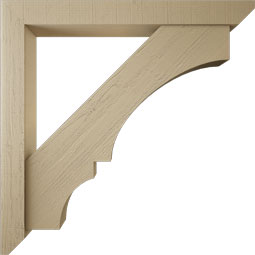 Ekena Millwork - BKTUR0554X48X48BOA06RCPR - Timberthane Faux Wood Balboa Style Bracket w/ Offset Brace, Slat Ends, 5 1/2"W x 48"D x 48"H, Primed Tan