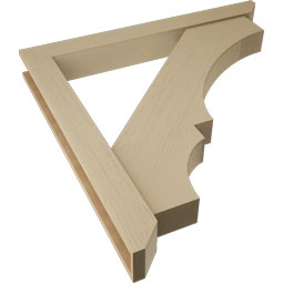 Ekena Millwork - BKTUR0554X48X48BOA06RCPR - Timberthane Faux Wood Balboa Style Bracket w/ Offset Brace, Slat Ends, 5 1/2"W x 48"D x 48"H, Primed Tan