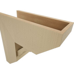 Ekena Millwork - BKTUR0756X18X18BOA06RCPR - Timberthane Faux Wood Balboa Style Bracket w/ Offset Brace, Slat Ends, 7 1/2"W x 18"D x 18"H, Primed Tan