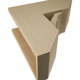 Ekena Millwork - BKTUR0756X18X18BOA06RCPR - Timberthane Faux Wood Balboa Style Bracket w/ Offset Brace, Slat Ends, 7 1/2"W x 18"D x 18"H, Primed Tan