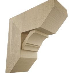Ekena Millwork - BKTUR0756X18X18BOA06RCPR - Timberthane Faux Wood Balboa Style Bracket w/ Offset Brace, Slat Ends, 7 1/2"W x 18"D x 18"H, Primed Tan