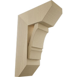 Ekena Millwork - BKTUR0756X18X26BOA06RCPR - Timberthane Faux Wood Balboa Style Bracket w/ Offset Brace, Slat Ends, 7 1/2"W x 18"D x 26"H, Primed Tan