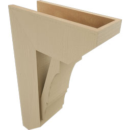 Ekena Millwork - BKTUR0756X18X30BOA06RCPR - Timberthane Faux Wood Balboa Style Bracket w/ Offset Brace, Slat Ends, 7 1/2"W x 18"D x 30"H, Primed Tan