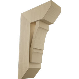 Ekena Millwork - BKTUR0756X18X30BOA06RCPR - Timberthane Faux Wood Balboa Style Bracket w/ Offset Brace, Slat Ends, 7 1/2"W x 18"D x 30"H, Primed Tan