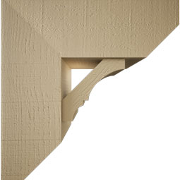 Ekena Millwork - BKTUR0756X20X20BOA06RCPR - Timberthane Faux Wood Balboa Style Bracket w/ Offset Brace, Slat Ends, 7 1/2"W x 20"D x 20"H, Primed Tan