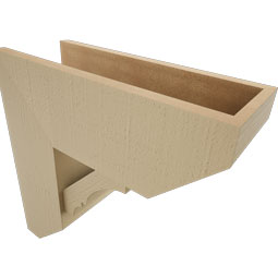 Ekena Millwork - BKTUR0756X20X20BOA06RCPR - Timberthane Faux Wood Balboa Style Bracket w/ Offset Brace, Slat Ends, 7 1/2"W x 20"D x 20"H, Primed Tan