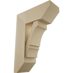 Ekena Millwork - BKTUR0756X20X28BOA06RCPR - Timberthane Faux Wood Balboa Style Bracket w/ Offset Brace, Slat Ends, 7 1/2"W x 20"D x 28"H, Primed Tan