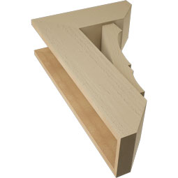 Ekena Millwork - BKTUR0756X20X32BOA06RCPR - Timberthane Faux Wood Balboa Style Bracket w/ Offset Brace, Slat Ends, 7 1/2"W x 20"D x 32"H, Primed Tan